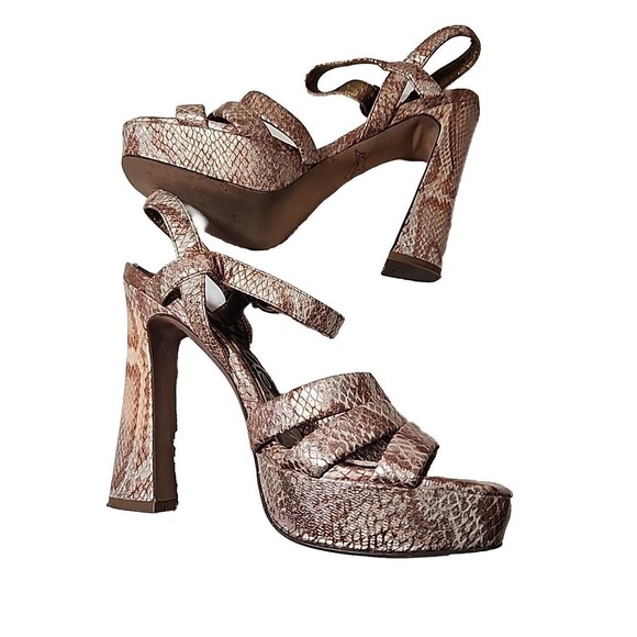Sam‎ Edelman Womens Shoes Strappy Platform Heels Sandals Snake Print Size 6.5 - Picture 2 of 9